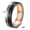 Amazon Transfronterizo Europeo y Americano Nuevo Producto 6 8mm Oro Rosa Negro Color Acero Anillo de Acero de Tungsteno Mezclado Tricolor Venta al por Mayor