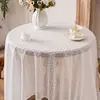 Toalha de Mesa Renda Estilo Francês Luxo Leve Transfronteiriça, Estilo Ins Branca Vintage Redonda e Quadrada Decorativa