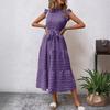Vestido de Textura con Encaje y Mangas Volantes con Borde de Hongo de Moda de Verano para Mujer, Transfronterizo Europeo y Americano de Amazon 2025