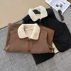 Chaleco de Felpa / Chaleco Sherpa para Mujer sin Mangas Cárdigan Acolchado Cálido Estilo Coreano Versátil Retro Chaleco Cuello de Muñeca