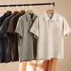Polo pesado de estilo japonés para hombre, camiseta informal de manga corta con solapa de color sólido, estilo japonés, novedad de verano de 2024