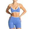 Soporta procesamiento OEM/ODM y personalización Conjunto deportivo de estampado de leopardo para mujer, sujetador y shorts, conjunto de ropa deportiva para exteriores y yoga