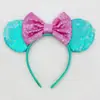 Diadema Grande de Lentejuelas para Niños, Diadema con Lazo de Colores Caramelo, Linda Diadema de Orejas de Mickey Mouse, Diadema de Parque de Diversiones