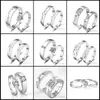 Anillos de Pareja Estilo Coreano Anillos de Pareja Sencillos Anillo de Diamante Simulad Zirconia Abierta Anillos de Pareja Populares Clásicos Una Pieza Venta al por Mayor