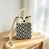 Bolso de Teléfono Móvil a Cuadros para Mujer Bolso Cruzado de Hombro Pequeño Lindo Ligero Bolso Tejido Bolso de Punto