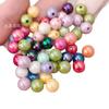 Cuentas acrílicas de caramelo color crema de 8-10 mm, chapadas en color sólido, accesorios de joyería para niños.