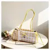 Bolso de Mano Cuadros Grande de Capacidad, Fresco y Elegante para Mujer 2026, Bolso Bandolera Estilo Ballet Adorable y Moderno con Lazo, Bolso de Hombro Baguette