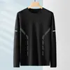 Camiseta de Otoño Manga Larga Adolescente Estampado Talla Extra Camiseta Base Hombre Cuello Redondo Simple Suelta Camiseta Top Trendy T
