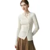 Niche Korean Style Slim Fit Solid Color Slanted Neck Single-Breasted Cardigan Women's Cashmere Knitwear Jacket Slimming Versatile Soft Thick