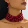 O Conjunto de Joias Mais Vendido da Amazon Europeu e Americano Transfronteiriço Multicamadas de Pérolas Artificiais Colar Brincos Joias Conjunto Retro Deslumbrante Mulheres
