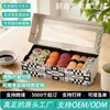 Caixa descartável para sushi, caixa de embalagem de papel kraft com tampa de janela transparente, à prova de óleo, recipiente para viagem de grau alimentício, personalizável