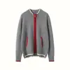 Chamarra de Béisbol con Bolsillos, Doble Cremallera Gruesa con Bloques de Color y Cuello Alto, Cuello Alto Tejido, Cardigan de Cachemir de Manga Larga
