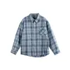 Yidao Vintage 2026 Primavera Marca da Moda para Casais Camisa Xadrez de Manga Longa Unissex para Homens e Mulheres, Corte Solto Versátil Camisa Bf