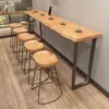 Mesa de bar de madeira maciça, mesa de pernas altas, mesa de lazer, mesa de lanche para café e chá de leite, montada na parede, simples, para uso doméstico, mesa de jantar longa