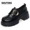Novos Estilos de Mocassins 2026 com Solas Grossas, Estilosos e Que Aumentam a Altura, Couro Macio da Moda, Confortáveis e Fáceis de Usar, Sapatos Pequenos de Couro Estilo Britânico