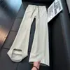 Calça masculina listrada estilo retrô americano, nova calça respirável de perna reta para outono, calça casual solta cleanfit
