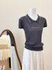 Tiro Real~ Camiseta de Manga Corta de Punto con Cuello Polo Bloque de Color y Canalé para Mujer, Nuevo Estilo Verano 2026, Corte Ajustado, Top Elegante