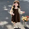 Conjunto de Vestido Floral Elegante de Manga Larga para Niña Pequeña Bebé Niña 2026 Nuevo Estilo Coreano Falda Mori Girl