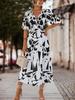 Novedades Primavera y Verano 2026 Ebay Amazon Más Vendido Sitio Independiente Más Vendido Transfronterizo Europeo y Americano Vestido de Cuello en V con Mangas Abullonadas