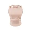2669-2026 Primavera/Verano Nueva Moda Chica Popular Top sin Hombros Estilo Europeo y Americano Sexy Ajustado Camiseta sin Mangas para Mujer