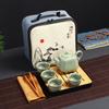 Juego de té completo, taza exprés, una tetera, cuatro tazas, juego de té de cerámica portátil para viajes al aire libre, juego de té de kung fu, venta al por mayor