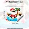 Pegatinas electrostáticas para ventana con temática de Navidad de verano, combinación de Papá Noel de vacaciones, bebida de hielo de coco y palmera, decoración de ventana de balcón