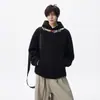 Sudadera con Capucha Estampada con Letra Retro Americana para Hombres y Mujeres en Otoño e Invierno Adolescentes Aspecto Holgado Adelgazante Sudadera con Forro de Polar