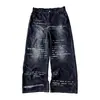 Estilo Ins Gótico Retrô Moda Escura Moda de Rua Jeans Reto Gradiente Estampado Y2K Roupas Transfronteiriças Europeias e Americanas