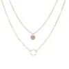Europa y Estados Unidos collar de cadena para la clavícula con colgante de lentejuelas de círculo hueco popular de personalidad transfronteriza, doble capa retro simple, para novias