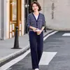 Conjunto de Otoño para Mamá Top de Moda 2026 Nueva Sudadera a Rayas Traje Deportivo Casual para Mujeres de Mediana Edad y Mayores Primavera y Otoño