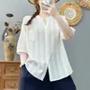 Camisa de Manga Media con Cuello en V para Mujer, Verano Exportación Japonesa Alta Calidad Suave Agradable a la Piel Transpirable Top de Media Manga
