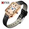 Reloj de Plato Cuadrado Pequeño Retro Ofns Elegante Estudiante Nicho Reloj con Correa de Gama Alta Reloj de Cuarzo Casual para Mujer