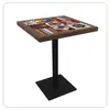 Mesa y Silla de Cafetería Retro Combinación Muebles para Catering Cabina Comercial Sofá Mesa para Tienda de Postres y Té con Leche Restaurante Americano Occidental