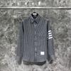 Camiseta TIME BREATHE tb para hombre, primavera y otoño, elegante, francesa, a rayas, clásica, de cuatro barras, de algodón puro, de manga larga