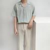 Sin planchado Diseño de Rayas Verticales Tela con Caída Camisa de Manga Corta para Hombre Holgada Alta Calidad Caída Casual Verano