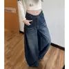 Calça Scimitar Jeans Feminina 2026 Novo Estilo para Corpo em Formato de Pera, Pernas Largas, Quadris Largos, Caimento Solto, Calça Wide Leg Estilo Bf Preguiçoso