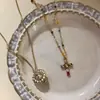Collar de Cruz de Zircón de Color Dopamina en el Mismo Estilo que Fang Yuan, Estilo Dulce-Cool Vintage, Diseño de Nicho, Súper Brillante y Único