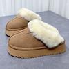 Botas de Neve Estilo Casaco com Solado Grosso e Forro de Pelo para Mulheres, Sapatos de Algodão com Forro de Lã para o Inverno, Mocassins de Lã para Calçar Facilmente, Confortáveis e Adequados para Uso ao Ar Livre