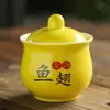 Panela de Barro Amarelo Imperial Fujian Tigela de Cerâmica para Sopa de Ninho de Pássaro e Bexiga de Peixe, Tamanho Pequeno, Atacado do Fabricante para Hotéis e Restaurantes