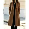 Bestseller de 2026 en Wish y Amazon: Abrigo de Lana Simple de Doble Botonadura de Manga Larga de Color Sólido Otoño-Invierno para Mujer