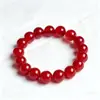 Pulseras Populares de Ágata Roja Natural para Hombres y Mujeres DIY Versátiles Ágata Roja Brillante Cuentas Sueltas Pulseras de Anillo Liso Venta al por Mayor