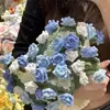 Manta Bouquet de Rosas com Canto Apontado, Kit de Material de Lã DIY Totalmente Feito à Mão, Manta Flor de Crochê Criativa Presente