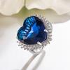 Novo Anel de Luxo Europeu e Americano para Mulheres, Colar Banhado a Ouro Coração do Oceano, Corrente para Clavícula Feminina, Pingente de Diamante Azul, Joia para Pescoço