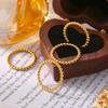 Europa e Estados Unidos transfronteiriço novo aço inoxidável redondo anel de contas moda banhamento de luxo 18k ouro real personalidade anel de jóias por atacado
