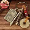 Doce Llaveros de Latón del Zodiaco, Colgantes de Calabaza y Torre Wenchang, Llaveros de Coche para Hombres y Mujeres, Accesorios de Estilo Chino Retro