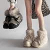 Botas de nieve cómodas y esponjosas de moda para mujer 2024 otoño e invierno nuevas antideslizantes con forro polar suela gruesa de punta grande botas de algodón de moda