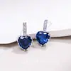 Pendientes de Zirconia de Zafiro Rojo Sintético de Nuevo Estilo Corazón Más Vendidos, Pendientes de Corazón de Lujo Ligero de Moda de Gama Alta para Mujeres