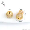 Accesorios Dorados Chapados de Color Duradero para Manualidades con Incrustaciones de Circonita, Cuentas Espaciadoras para Pulseras, Accesorios Dorados Chapados con Flor de Calabaza de Diamante Completo Hueca Calada