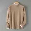Nuevo Suéter Casual de Punto Plano 100% Lana para Hombre Otoño e Invierno Calibre 12 Cuello Semi-Alto Estilo Old Money Versátil