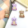 Urso Desenho Animado Fofo com Laço Acessórios DIY Cola de Creme Resina Chaveiro Brincos Pulseira 3D